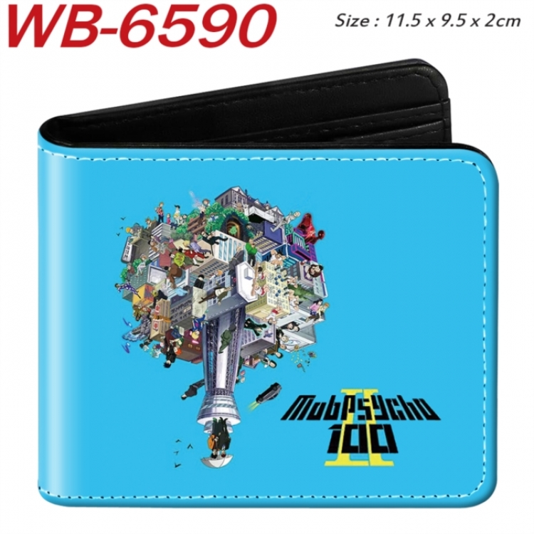 Mob Psycho 100 Animation color PU leather half fold wallet 11.5X9X2CM
