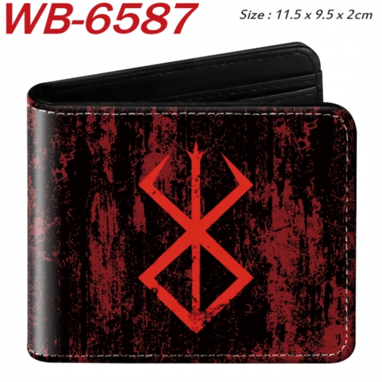 Berserk Animation color PU leather half fold wallet 11.5X9X2CM