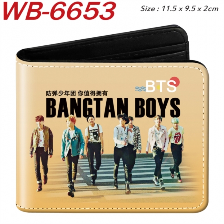 BTS Animation color PU leather half fold wallet 11.5X9X2CM