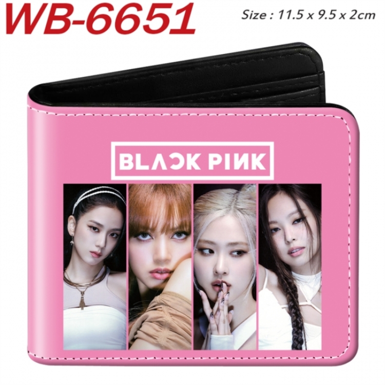 BLACK PINK Animation color PU leather half fold wallet 11.5X9X2CM