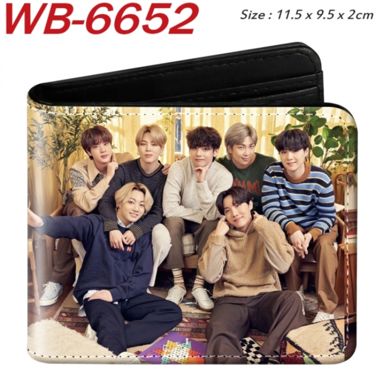 BTS Animation color PU leather half fold wallet 11.5X9X2CM