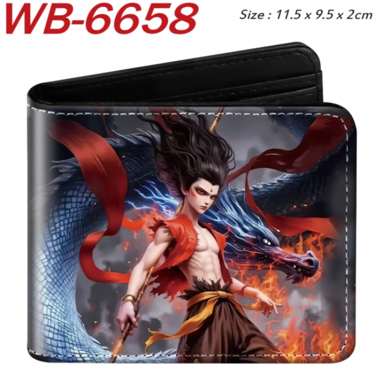 Nezha Animation color PU leather half fold wallet 11.5X9X2CM
