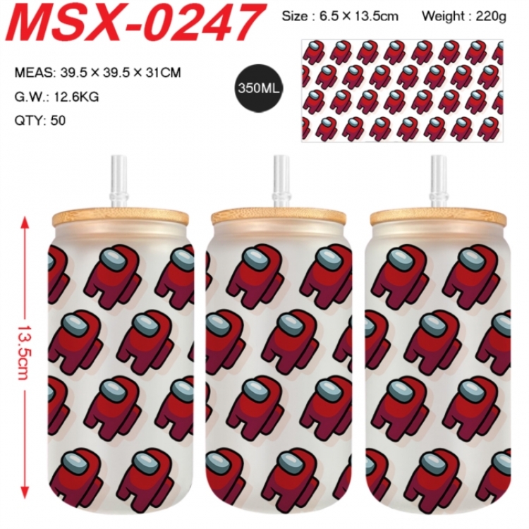 Among us Anime frosted glass cup with straw 350ML