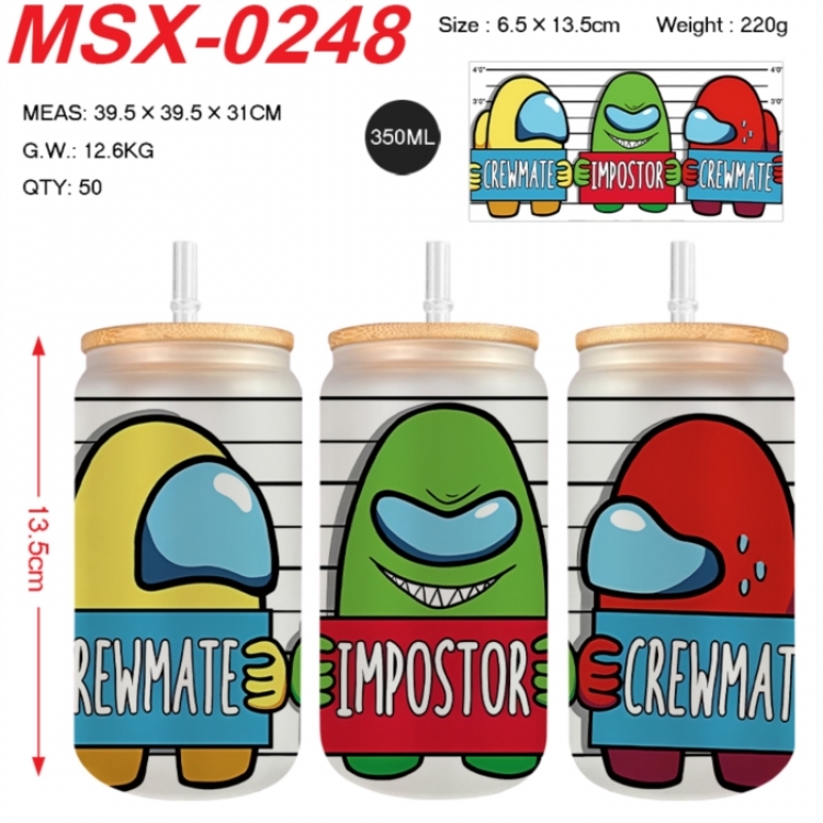 Among us Anime frosted glass cup with straw 350ML