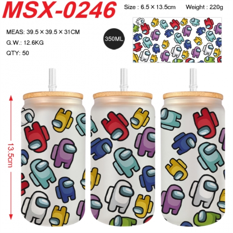 Among us Anime frosted glass cup with straw 350ML