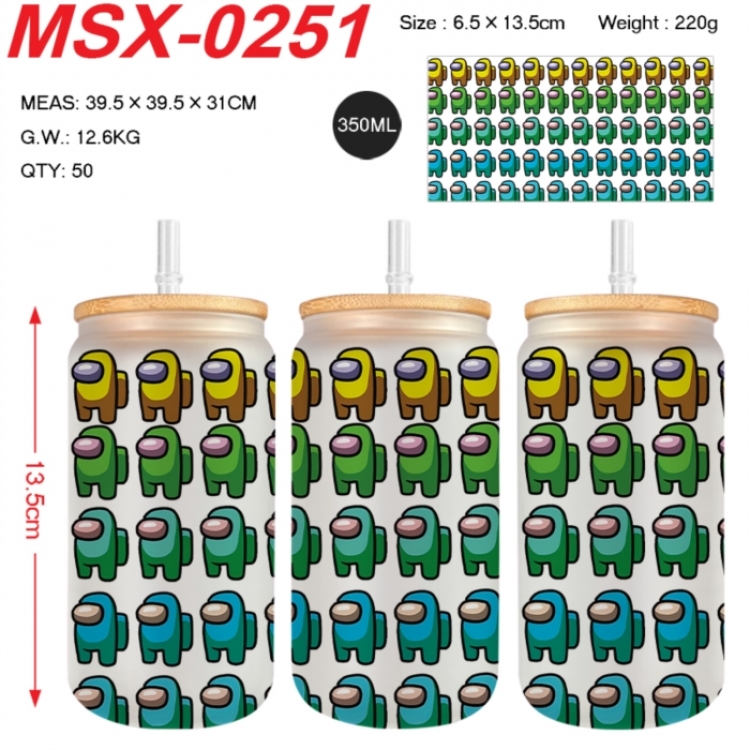 Among us Anime frosted glass cup with straw 350ML