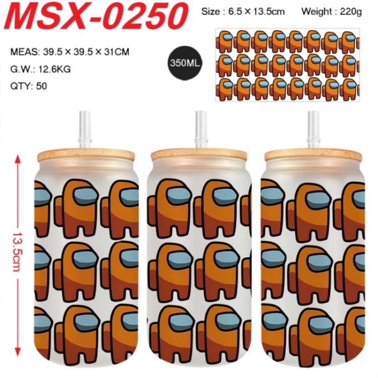 Among us Anime frosted glass cup with straw 350ML