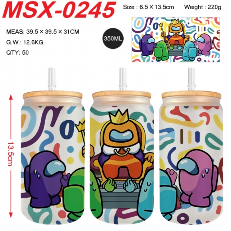 Among us Anime frosted glass cup with straw 350ML