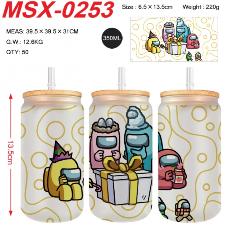 Among us Anime frosted glass cup with straw 350ML
