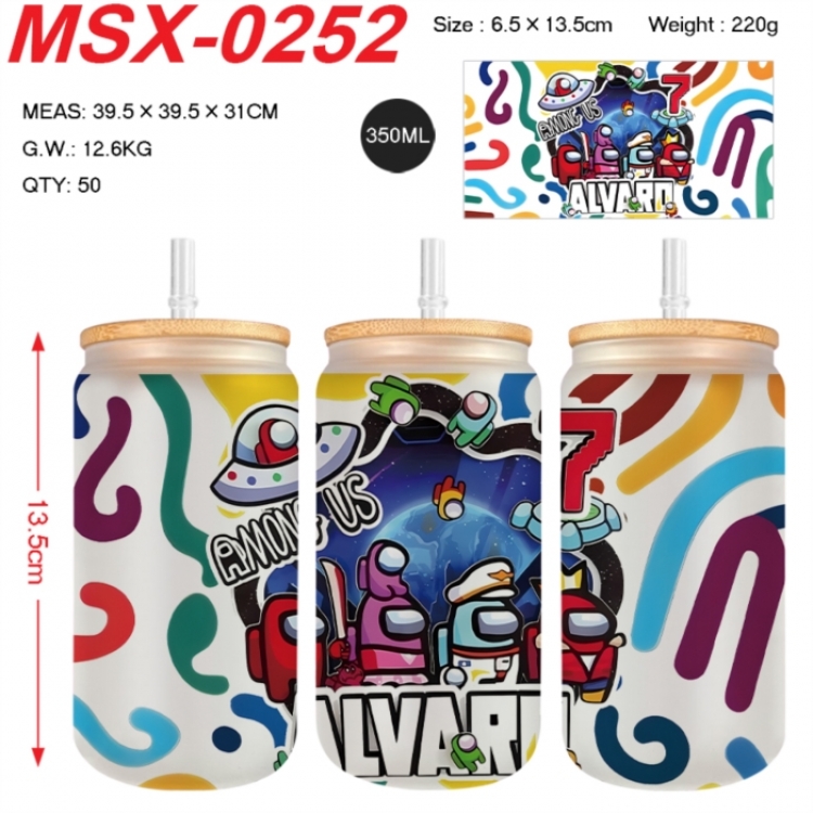 Among us Anime frosted glass cup with straw 350ML