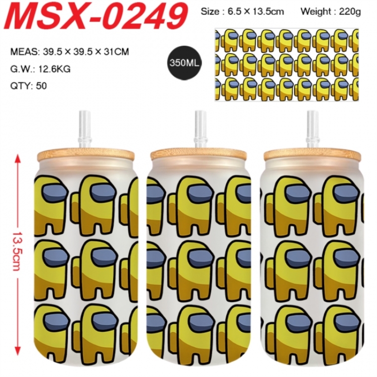 Among us Anime frosted glass cup with straw 350ML