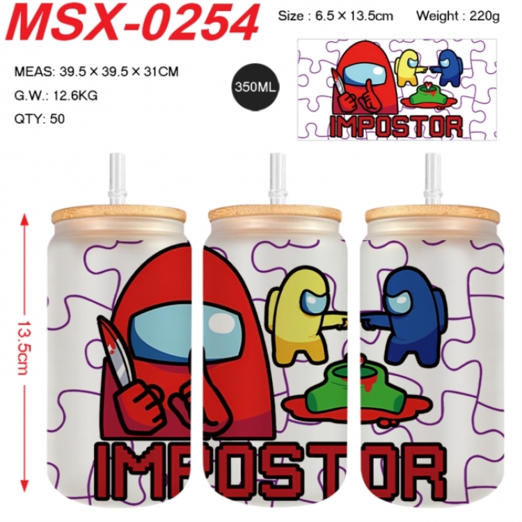 Among us Anime frosted glass cup with straw 350ML