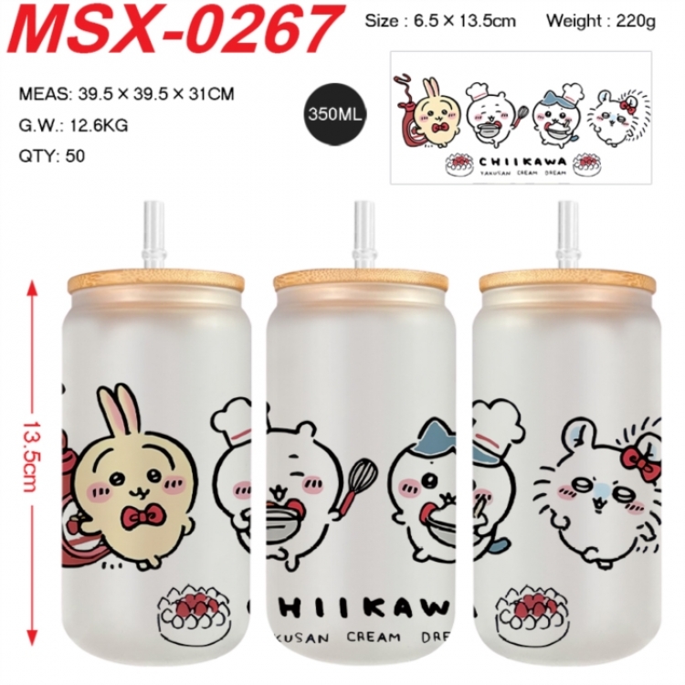 Chiikawa Anime frosted glass cup with straw 350ML