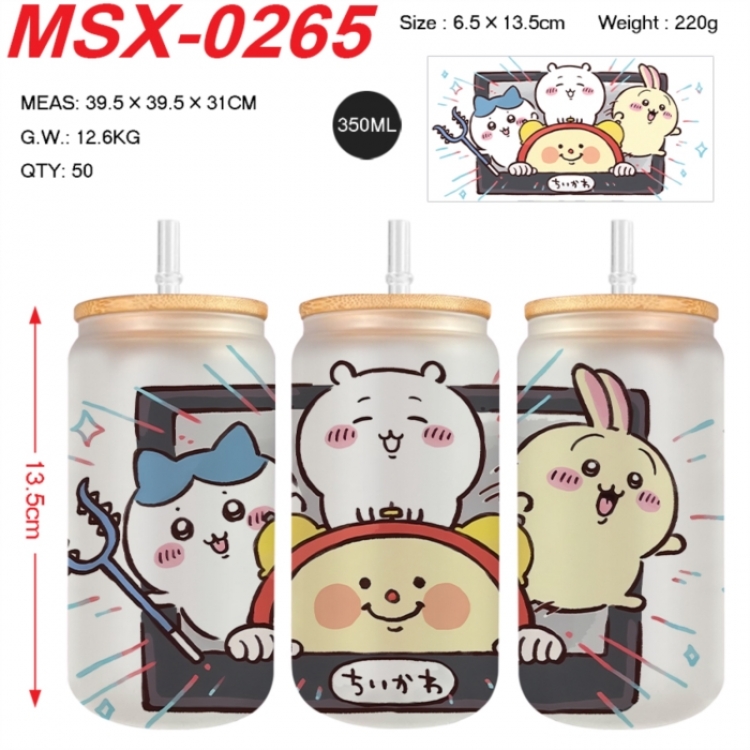 Chiikawa Anime frosted glass cup with straw 350ML