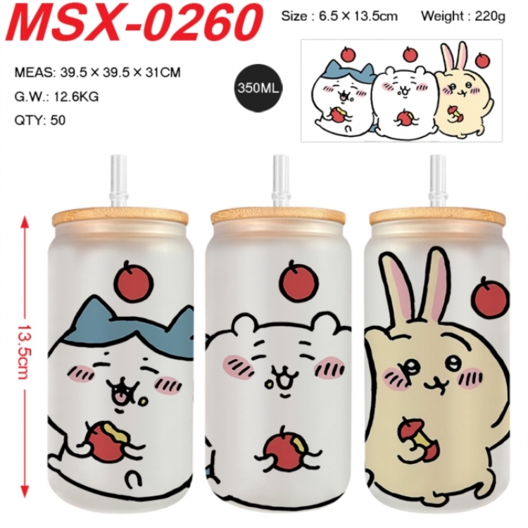 Chiikawa Anime frosted glass cup with straw 350ML