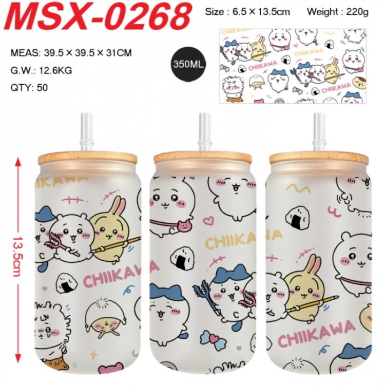 Chiikawa Anime frosted glass cup with straw 350ML