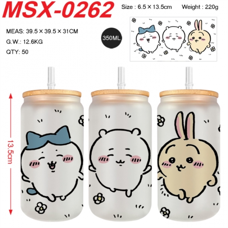 Chiikawa Anime frosted glass cup with straw 350ML