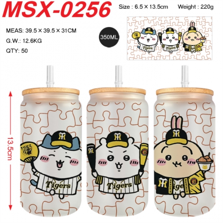 Chiikawa Anime frosted glass cup with straw 350ML