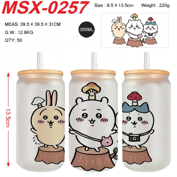 Chiikawa Anime frosted glass cup with straw 350ML