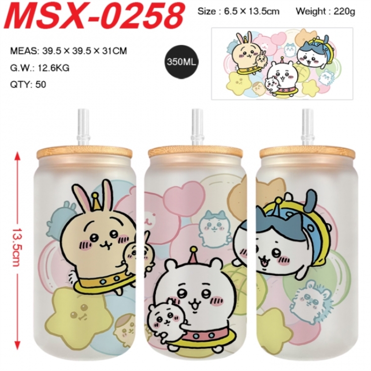 Chiikawa Anime frosted glass cup with straw 350ML