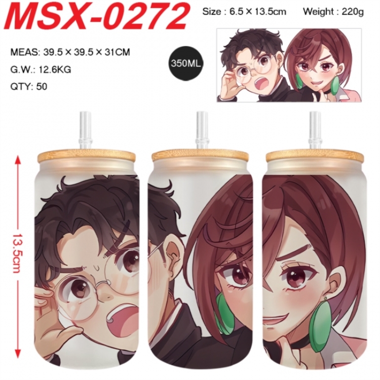 Dandadan Anime frosted glass cup with straw 350ML