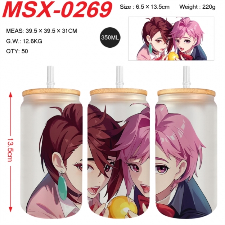 Dandadan Anime frosted glass cup with straw 350ML