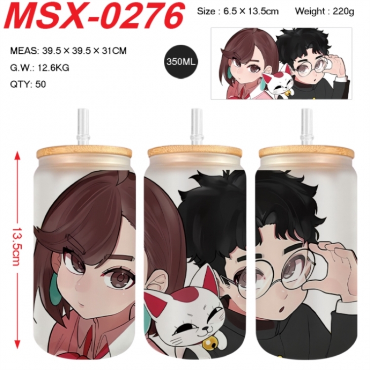 Dandadan Anime frosted glass cup with straw 350ML