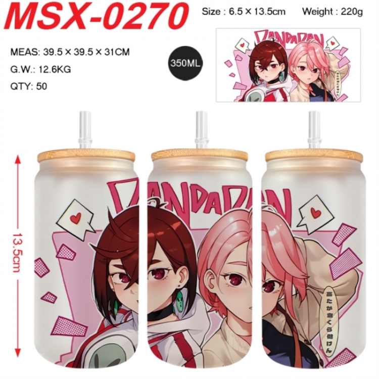 Dandadan Anime frosted glass cup with straw 350ML