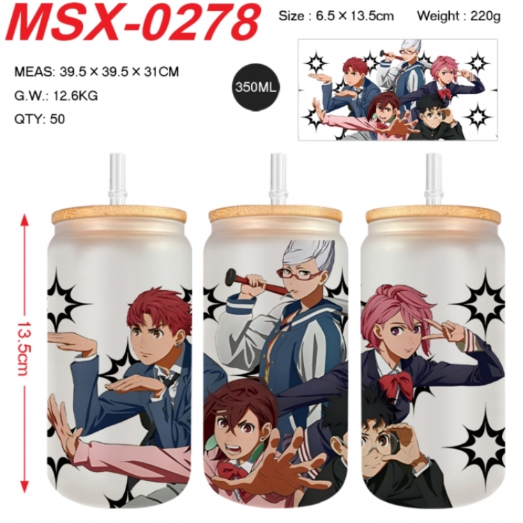 Dandadan Anime frosted glass cup with straw 350ML