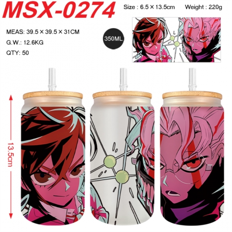 Dandadan Anime frosted glass cup with straw 350ML