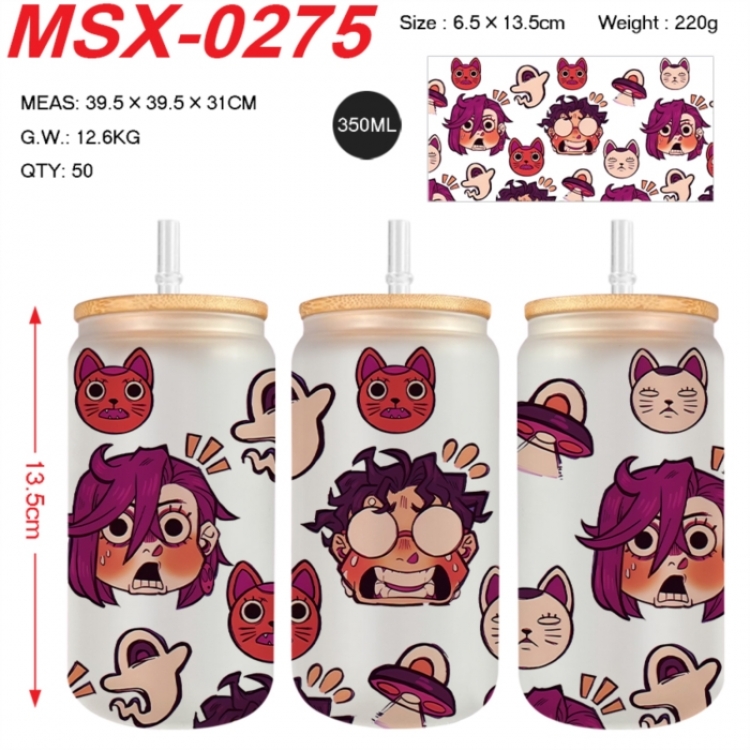 Dandadan Anime frosted glass cup with straw 350ML