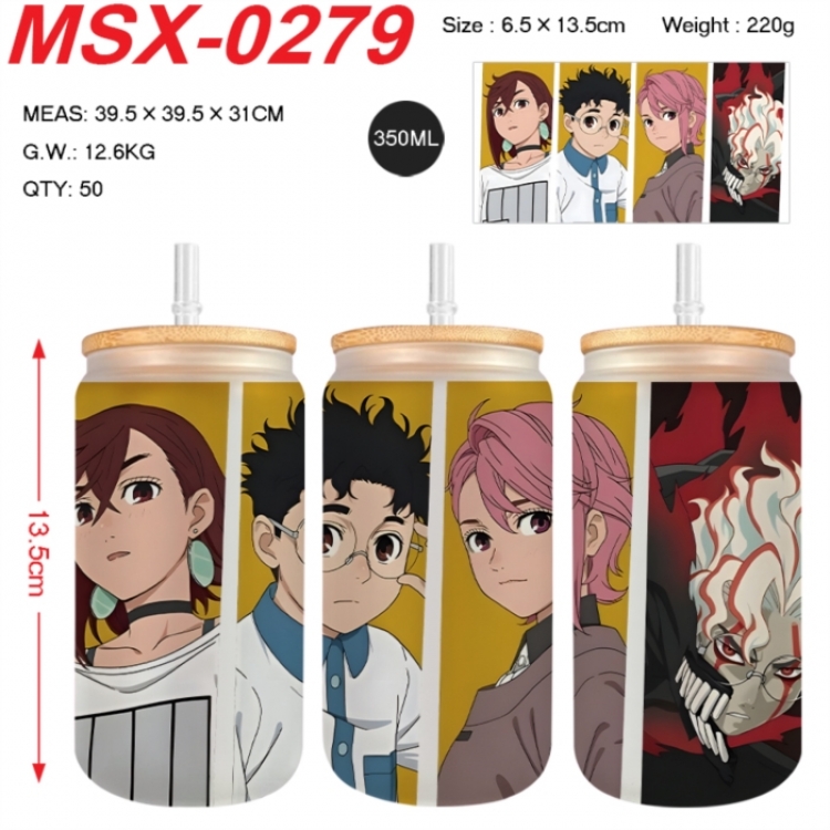 Dandadan Anime frosted glass cup with straw 350ML