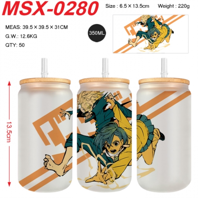 Dandadan Anime frosted glass cup with straw 350ML