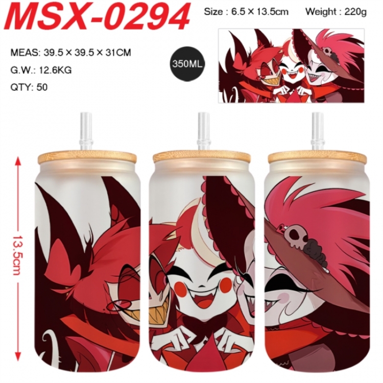 Hazbin Hotel Anime frosted glass cup with straw 350ML