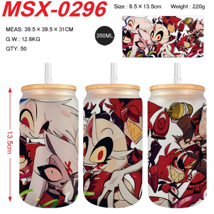 Hazbin Hotel Anime frosted glass cup with straw 350ML