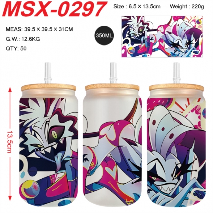 Hazbin Hotel Anime frosted glass cup with straw 350ML