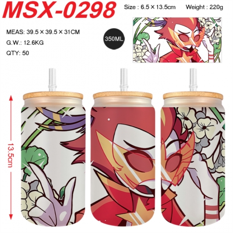 Hazbin Hotel Anime frosted glass cup with straw 350ML