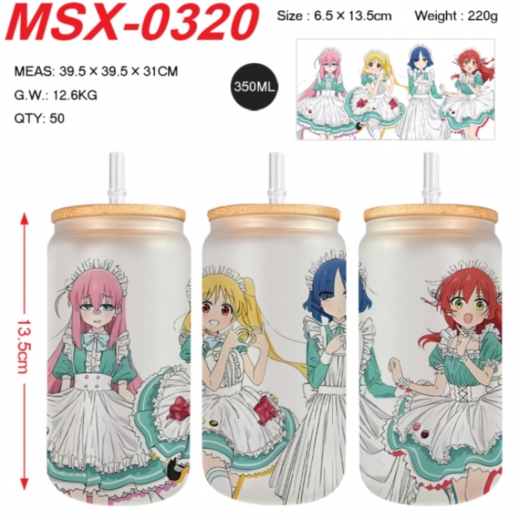 BOCCHI THE ROCK!Anime frosted glass cup with straw 350ML