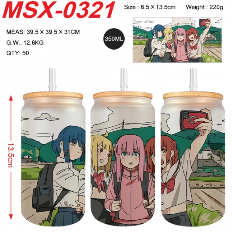 BOCCHI THE ROCK!Anime frosted glass cup with straw 350ML