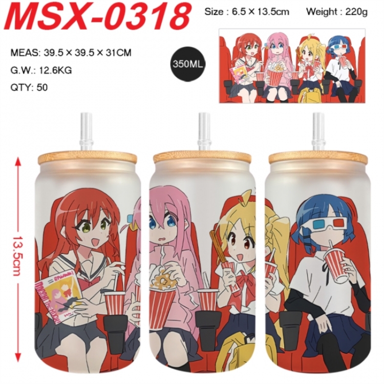 BOCCHI THE ROCK! Anime frosted glass cup with straw 350ML