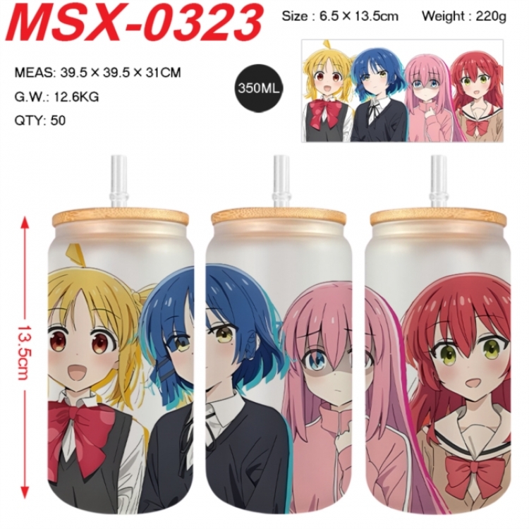 BOCCHI THE ROCK!Anime frosted glass cup with straw 350ML