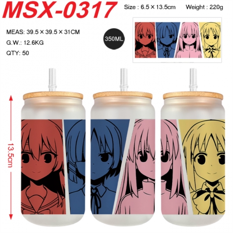 BOCCHI THE ROCK!Anime frosted glass cup with straw 350ML