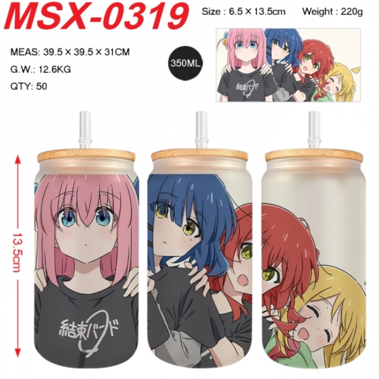 BOCCHI THE ROCK!Anime frosted glass cup with straw 350ML