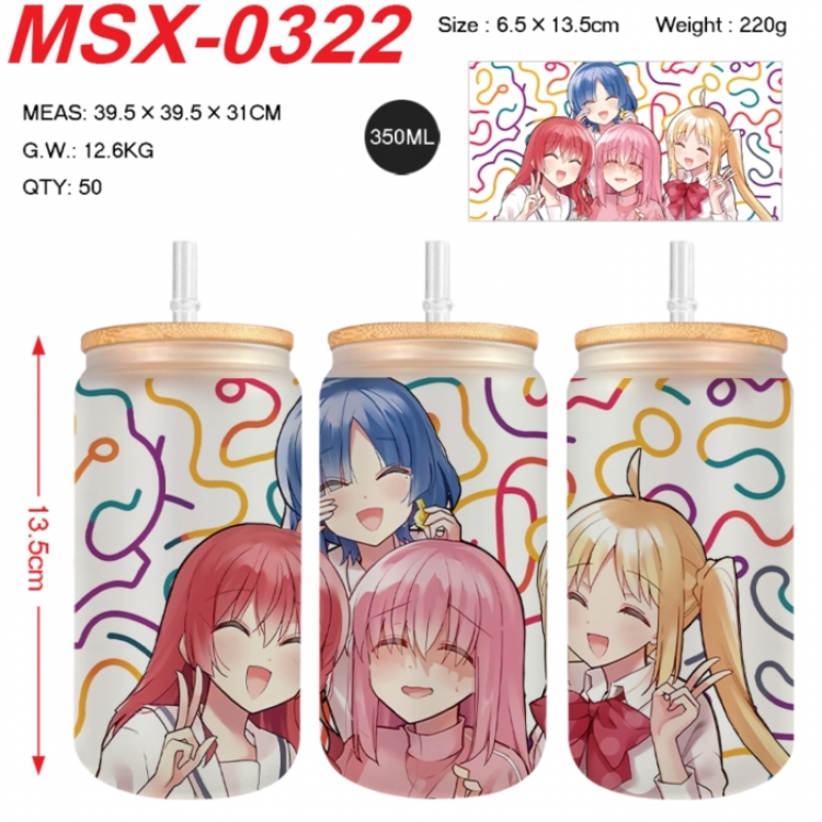 BOCCHI THE ROCK!Anime frosted glass cup with straw 350ML