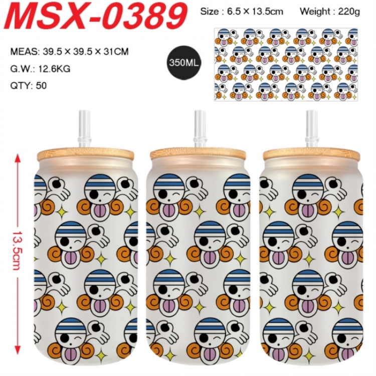 One Piece Anime frosted glass cup with straw 350ML