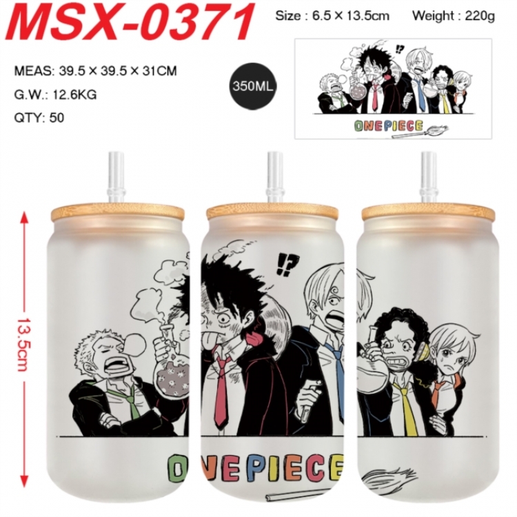 One Piece Anime frosted glass cup with straw 350ML