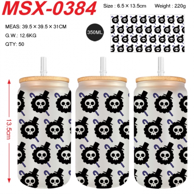 One Piece Anime frosted glass cup with straw 350ML