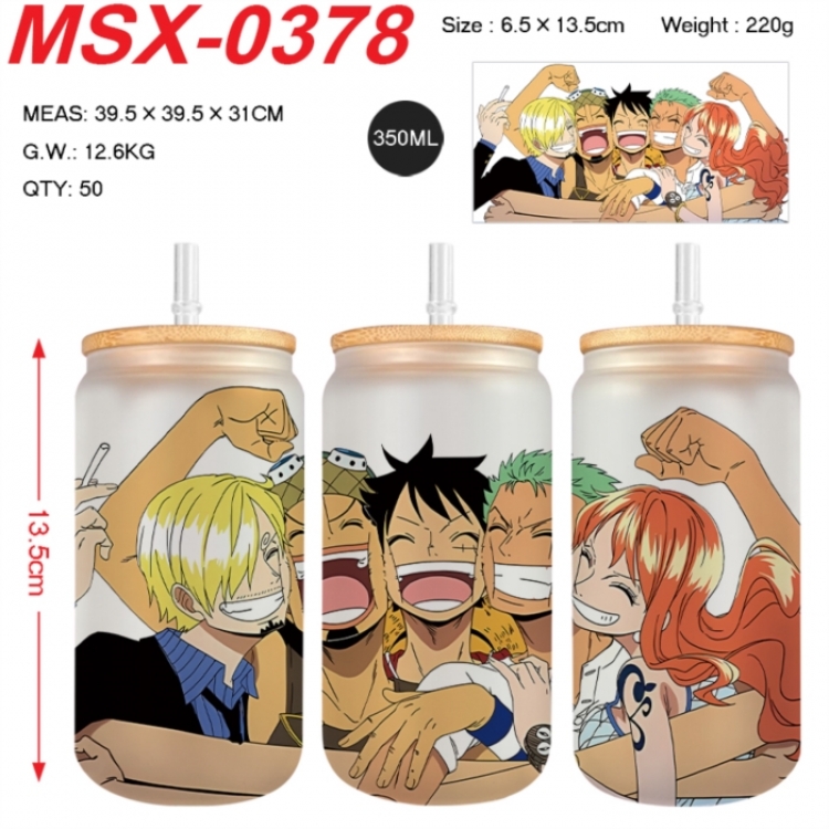 One Piece Anime frosted glass cup with straw 350ML