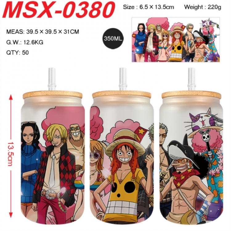 One Piece Anime frosted glass cup with straw 350ML