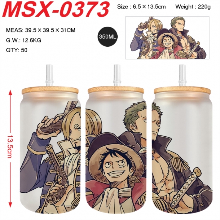 One Piece Anime frosted glass cup with straw 350ML